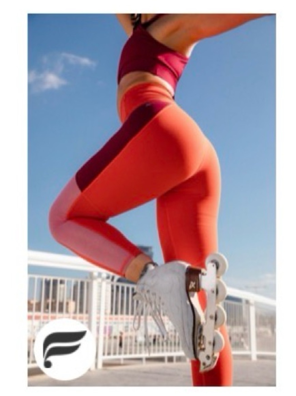 Fabletics Colorblock Leggings in Orange, Plum & Pink